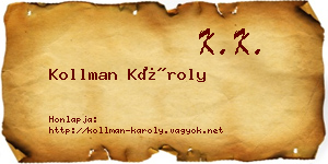 Kollman Károly névjegykártya